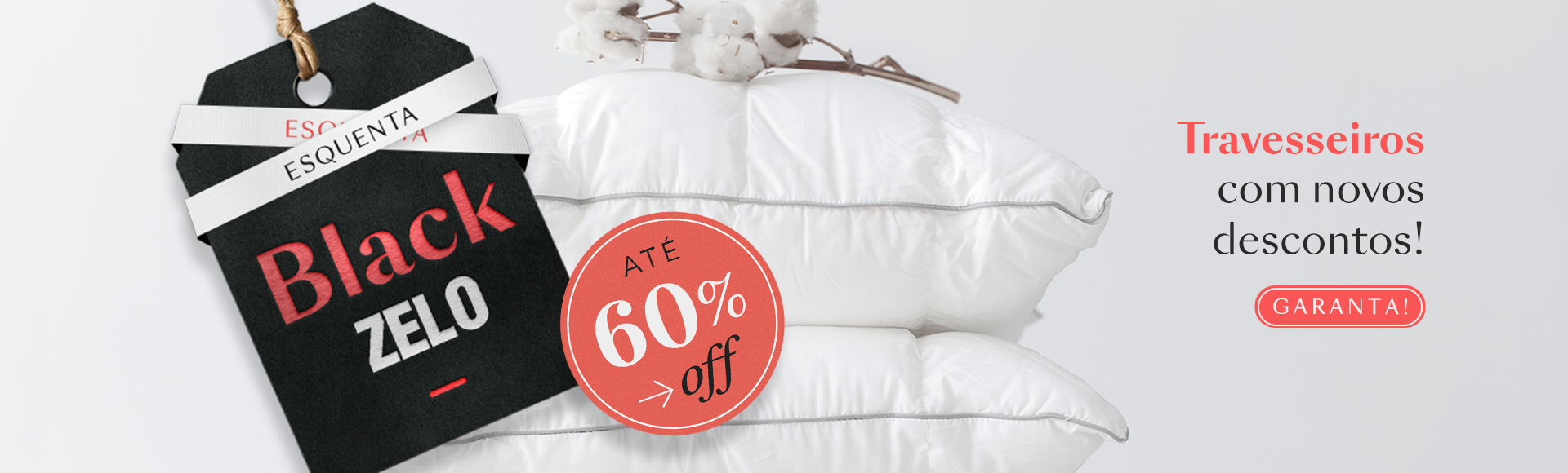 Travesseiros com até 60% off!