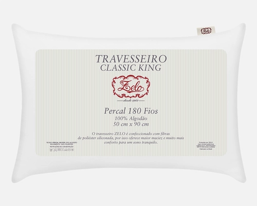 Travesseiro Zelo Classic King 0.50x0.90m - Percal 180 Fios
