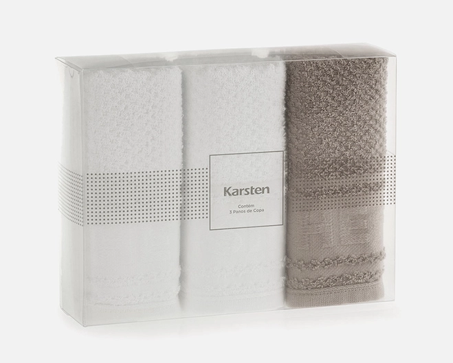Kit Pano de Copa Karsten Felpudo 3 Peças - Cuisine Branco / Lunar