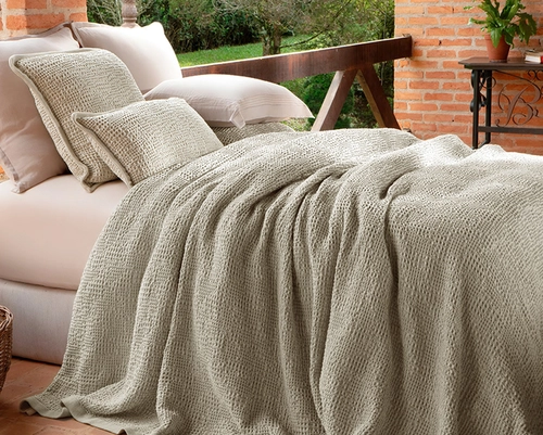 Colcha Portuguesa Linen Favo Queen com 2 Porta Travesseiros - Naturalle Fashion