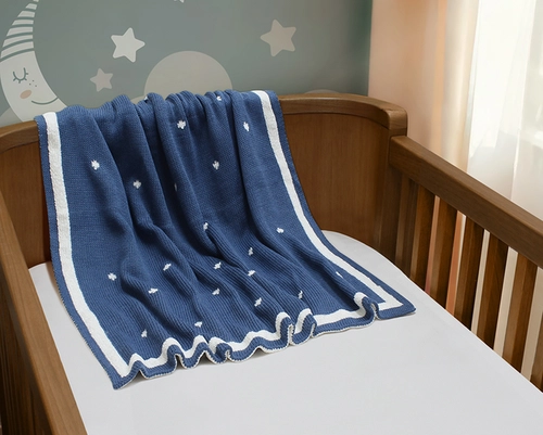 Manta Tricot Chenille Poá Blue - Zelo Select