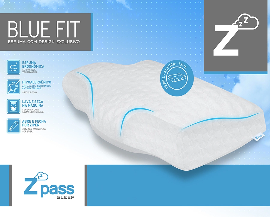 Travesseiro Z Pass Visco Blue Fit 0.40X0.54m