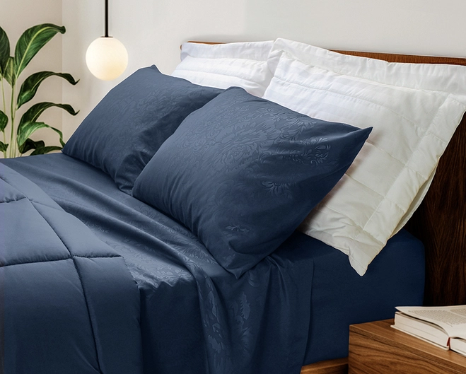 Kit Zelo SuperSoft Embossed Edredom + Jogo de Cama Casal - Azul - Zelo