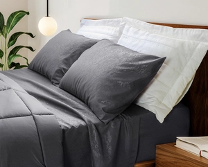Kit Zelo SuperSoft Embossed Edredom + Jogo de Cama Casal - Chumbo