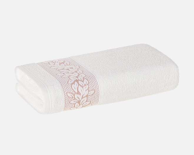 Toalha de Banho Karsten Provence - Gramatura: 430g/m² - Branco / Argila