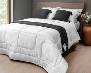 Kit Zelo Select Jacquard 5 Peças - Edredom + Jogo de Cama Casal - Percal 400 Fios - Branco