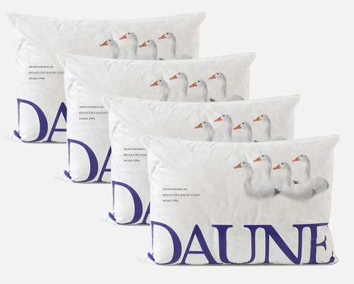 Kit 4 Travesseiros Daune Penas e Plumas de Ganso 0.50x0.70m